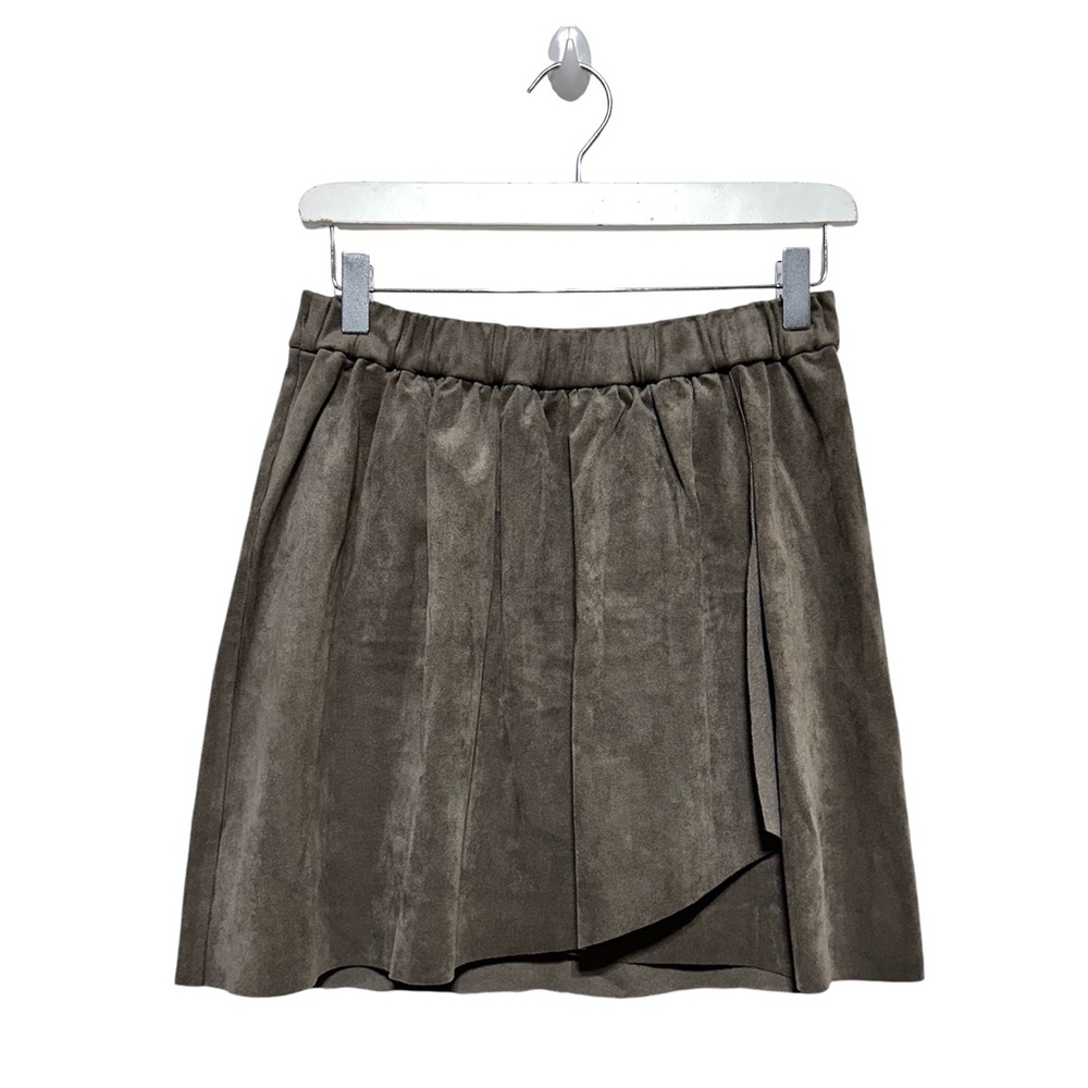 Aritzia Wilfred Free Suede Brown Elasticized Waistband Mini Skirt Size Small